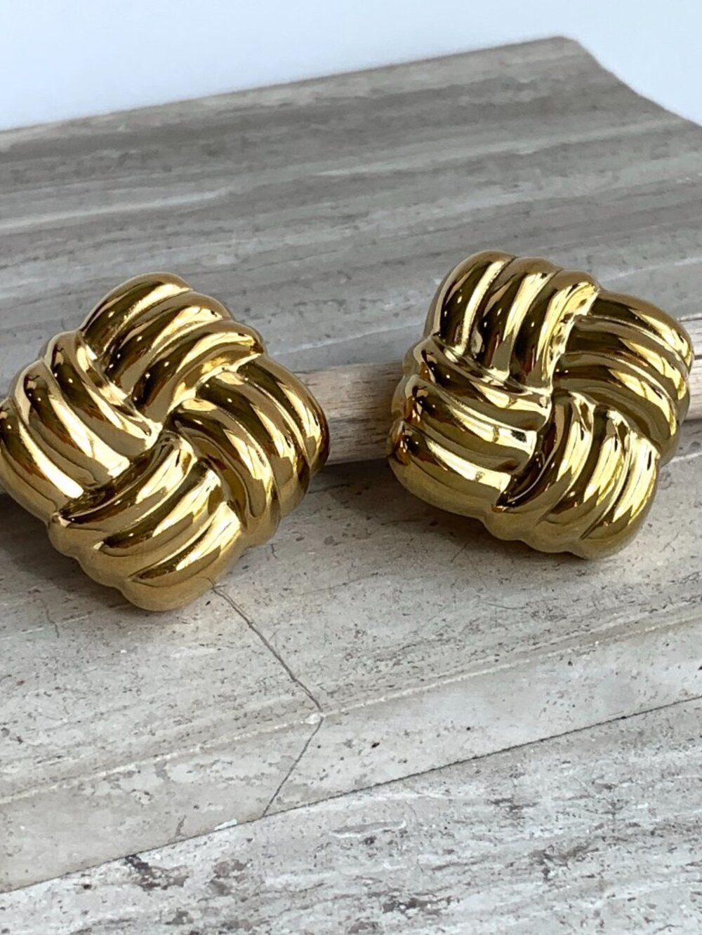 NEW Anthropologie Puffed Gold Square Post Earrings
